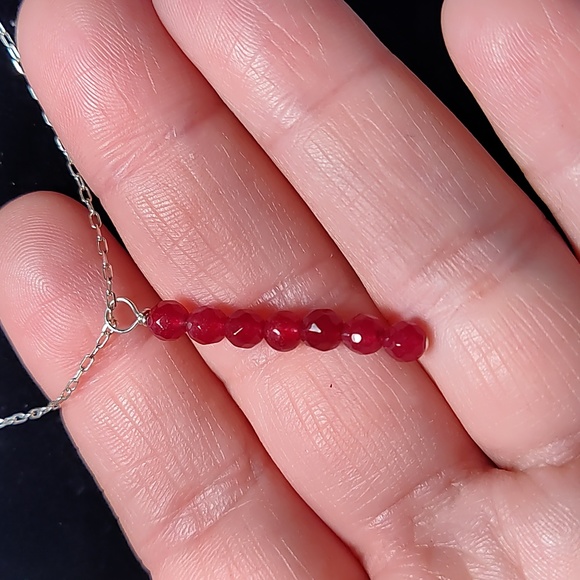 Necklace,925,Ruby color gem, although I don't know what gems it is,7 1/2 - Picture 2 of 3